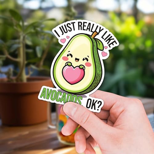 Image of Avocado Sticker 8 Pcs (Large Size) Vinyl Stickers Laptop Waterproof Decal for Car Bumper Water Bottle Notebook Luggage Window Party Birthday Decorations - Size 4 Inches