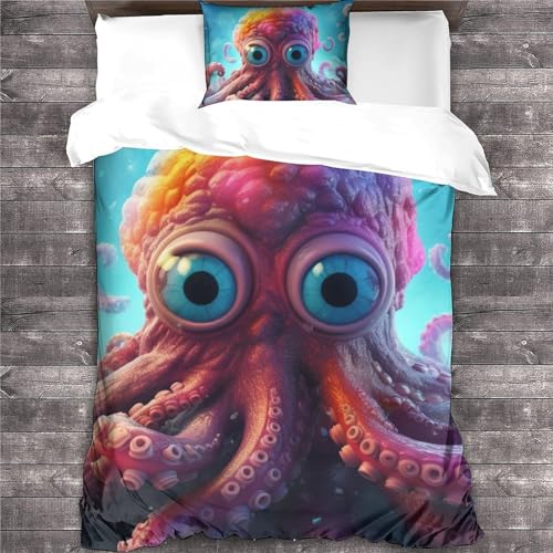 Housse de couette octopus 135x200cm en microfibre 3D - 4