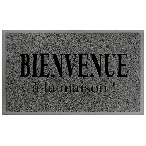 douceur d'intérieur, Tapis Rectangle (45 x 75 cm) Maison Gris/Noir, PVC