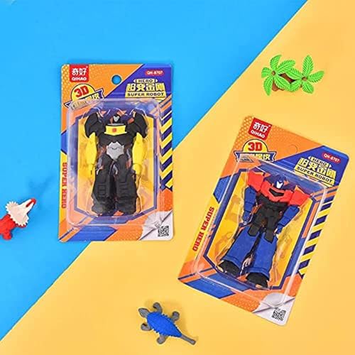 Image of SUPER TOY Robot Shape Eraser for Kids | 3D Transformer Style Puzzle Eraser | Cute Cartoon Rubber Eraser for School Stationery, Birthday Return Gift for Boys & Girls