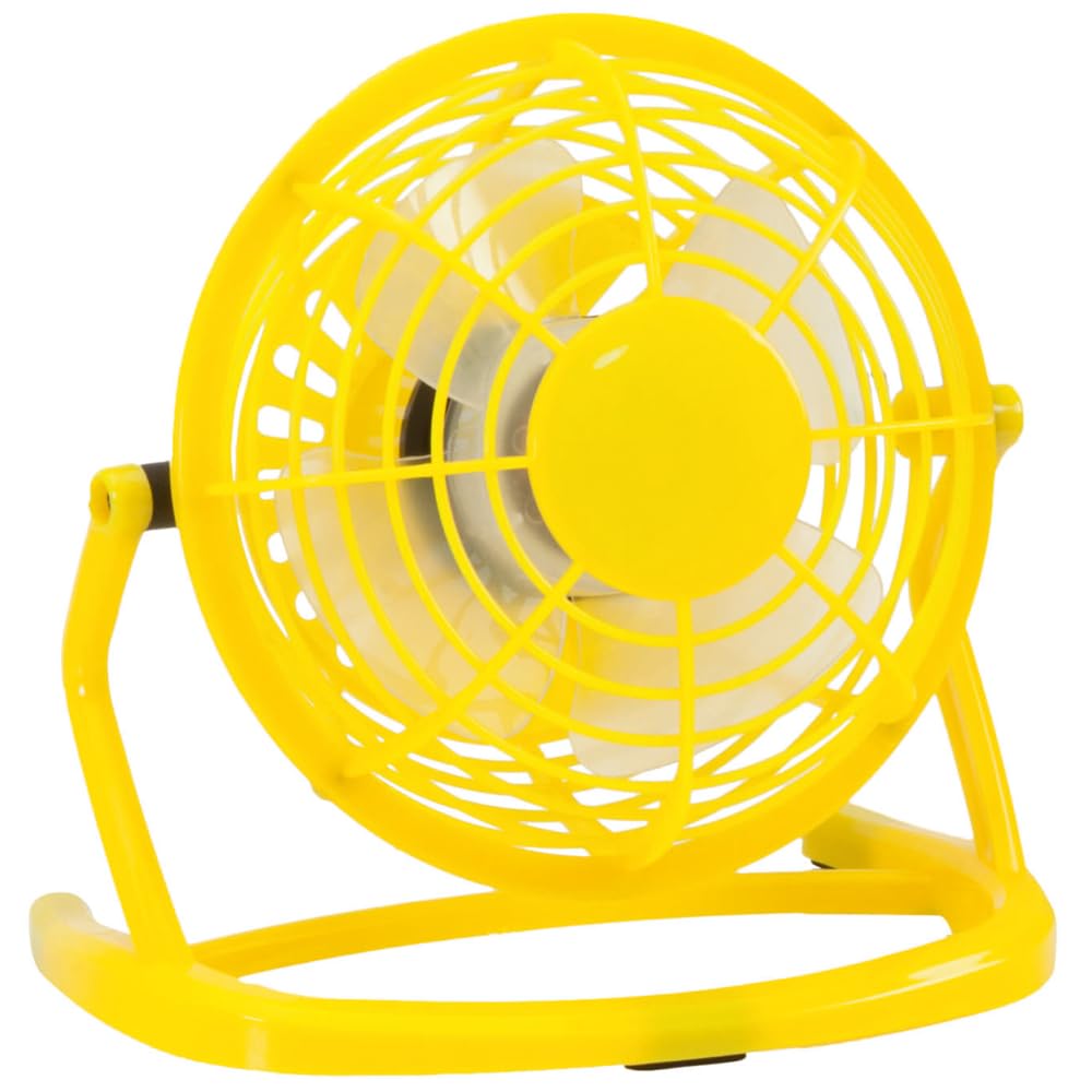 eBuyGB Mini USB Desk Fan, Small Quiet Personal Cooler, USB Powered Portable Table Fan (Yellow)
