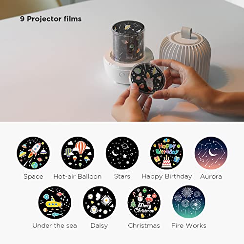 Lámpara de mesa nocturna rotativa con proyector y melodías miniatura 5