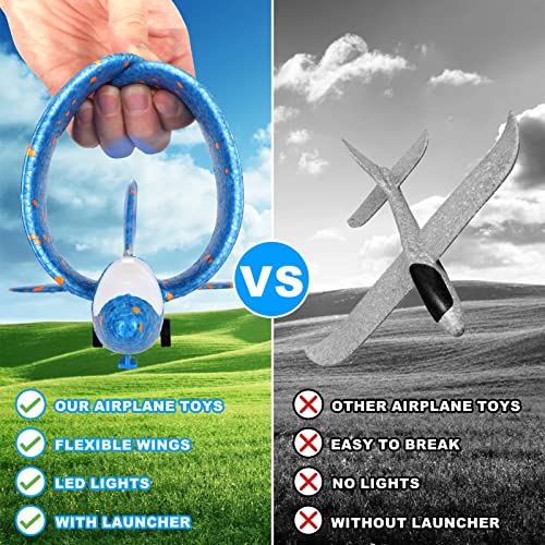 image for Fuwidvia 4 Pack Airplane Launcher Toys, 2 Flight Modes LED Foam Plane 