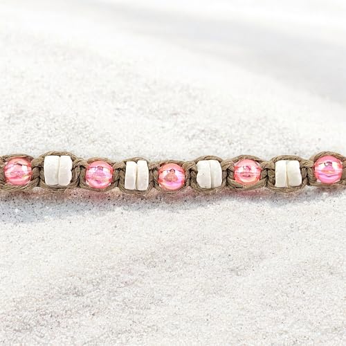 BlueRica Hemp Anklet with Puka Shells & Glowbeads3