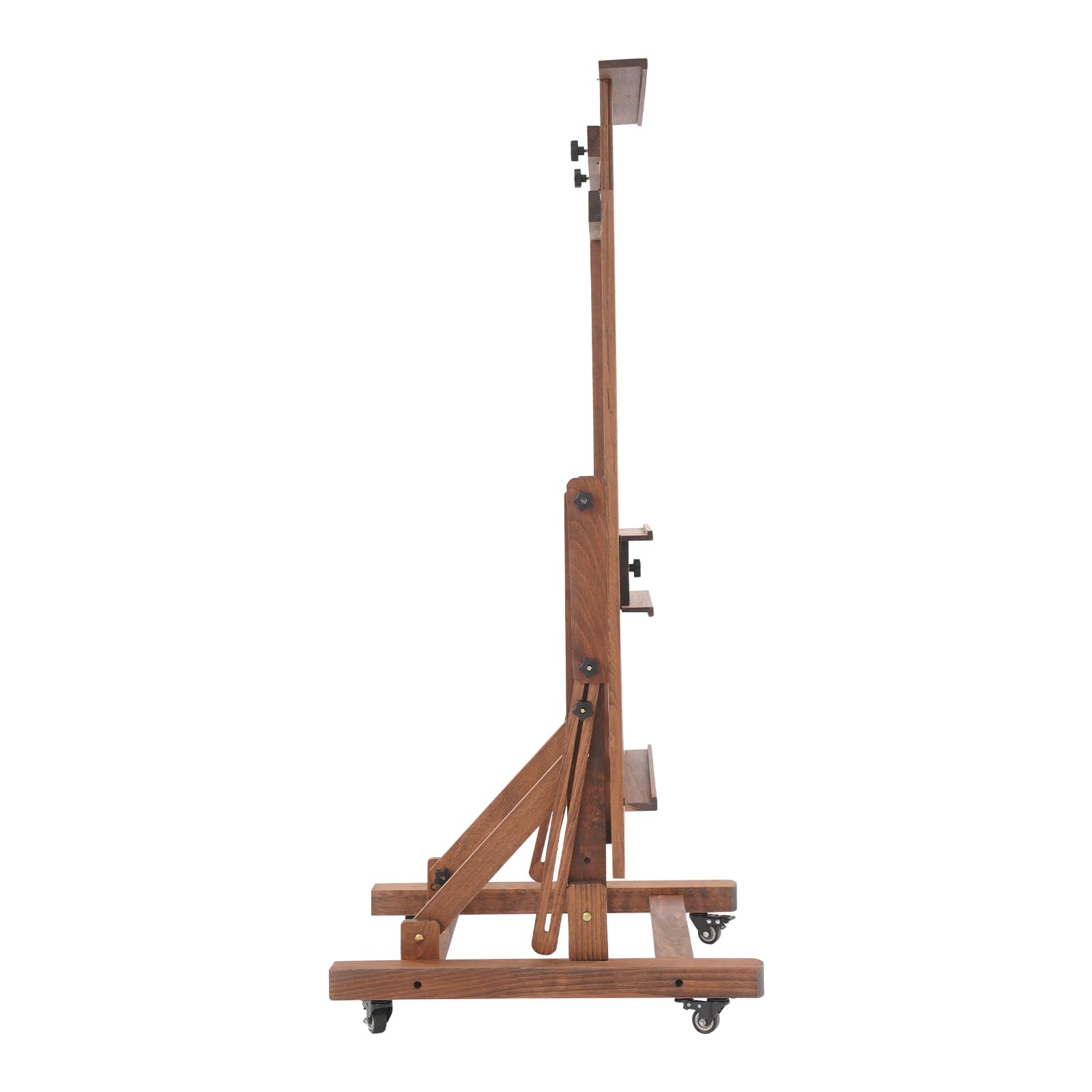 Caballete de estudio para pintar madera maciza artista profesional caballete con ruedas pintura arte soporte, 140-300 cm rango de ajuste de altura, horizontal y vertical