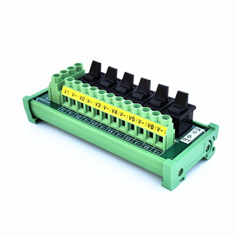 DIN Rail Mount 6 Channel Paddle Switch DC Power Distribution Strip Module