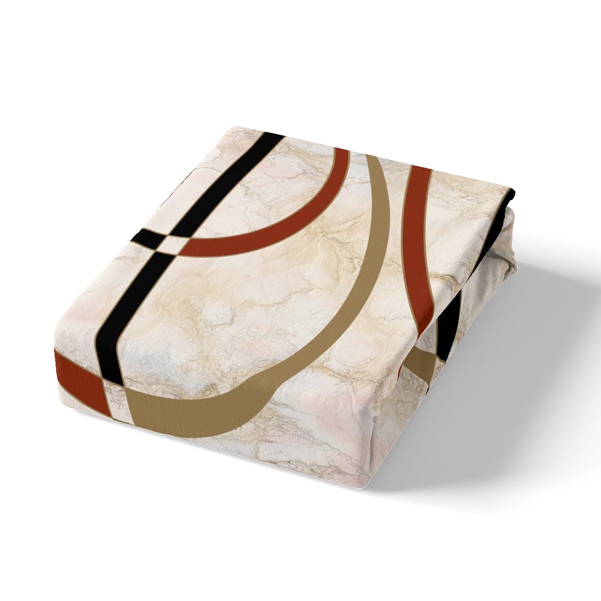 Juego de sábanas de arte abstracto de mármol marrón, juego de sábanas geométricas circulares geométricas con bolsillo profundo, juego de cama moderno de microfibra tamaño King