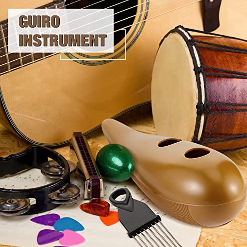 4 Pcs Guiro Instrument 3.3" X 12" Fish Shaped Latin Percussion Instrument Abs Guiro Percussion With Scraper Musical Training Tool For Beginners Professional Band Accompaniment Brown Music #TOP5