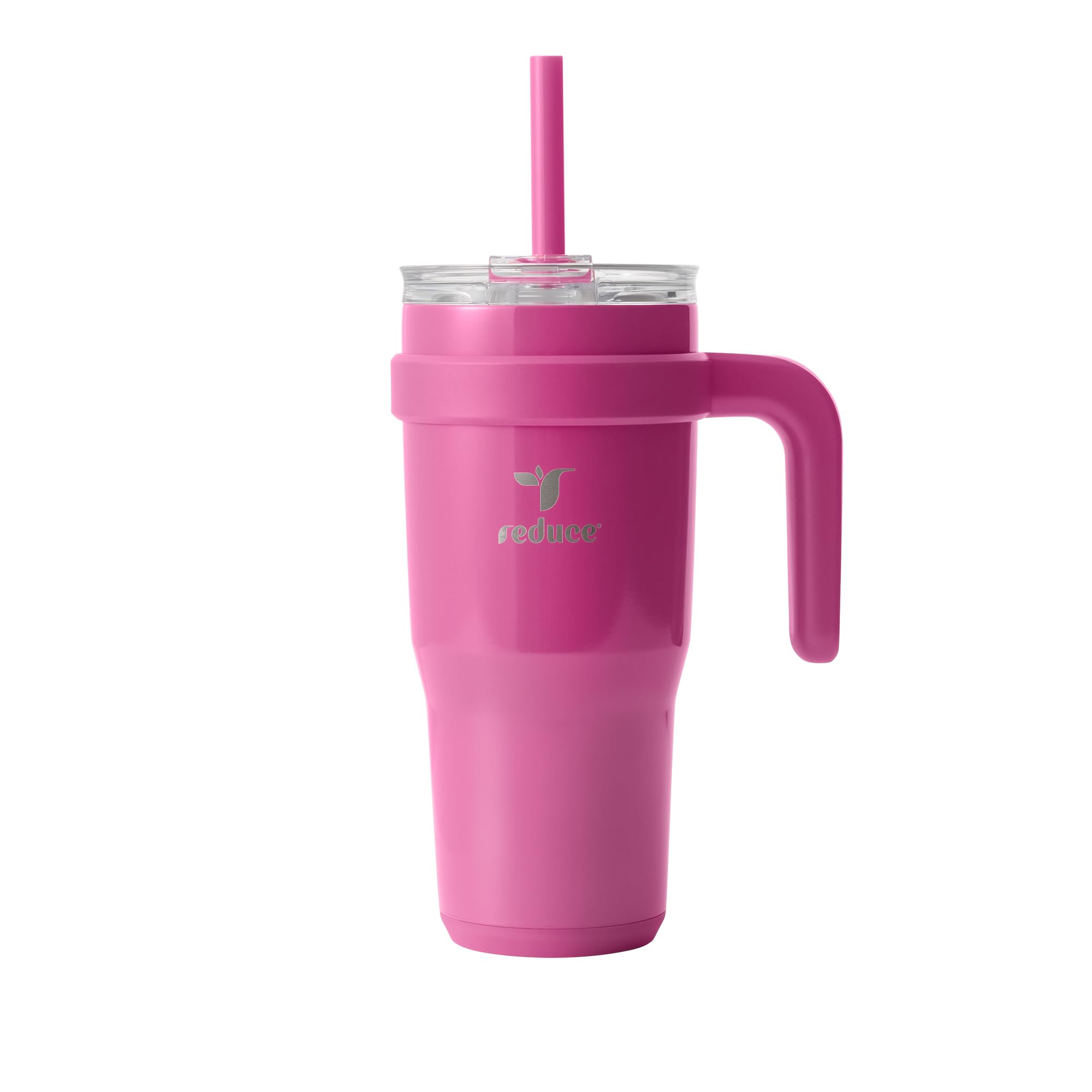 24 oz Stainless Steel Tumbler with Handle - Dual-Wall Vacuum Insulated Travel Mug, Sweat-Proof Lid & Reusable Straw - Keeps Drinks Cold for 24 Hrs, Fits Cupholders, Dishwasher Safe - Sangria