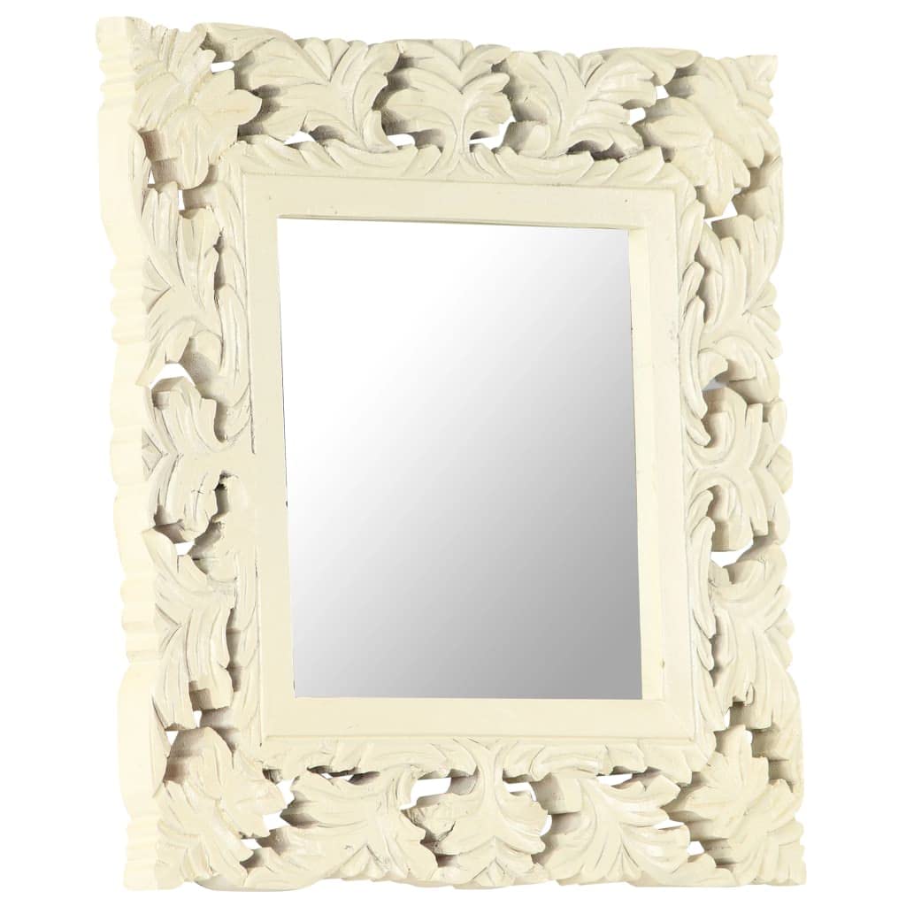 Miroir bois manguier blanc 50x50cm pour agrandir un couloir sombre et étroit