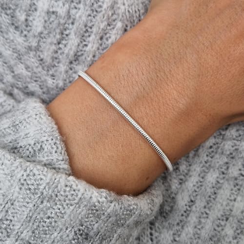 Charm Bracelet 925 Sterling Silver Bracelets for Women 2mm Dainty Snake Chain Bracelet Jewelry Gifts for Her2