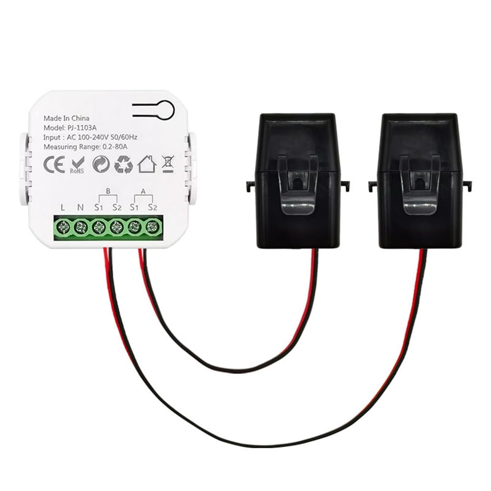 Vjsujehgy Tuya Meter Power Production Consumption Bidirectional Power Monitor 0.2-80A Support APP Control