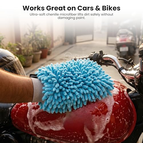 Image of Neodrift 'ShineMitts' 1800 GSM Microfiber Car Wash Mitt - Set of 1 | Double-Sided Chenille Cleaning Gloves | Super Absorbent Scratch-Free Car Mitt | Lint-Free Gloves for Interior & Exterior Cleaning