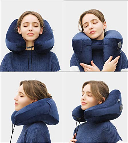 Oreiller cervical avion de type coussin gonflable en U à capuche pour reposer le cou - 7