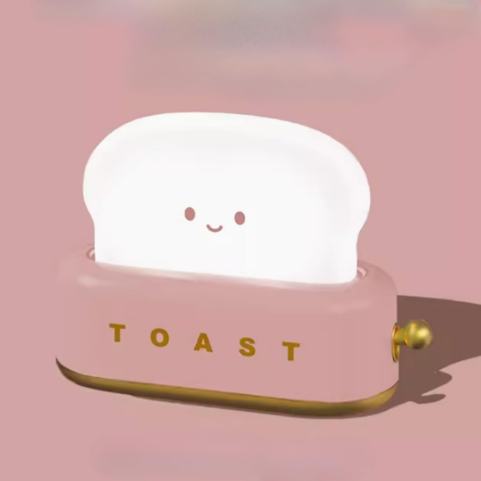 Cute Kids Night Ligh Toast Bread Shape USB-C Rechargeable LED Night Light Soft Lamp for Sleep Night Light for Baby Nursery (Pink)