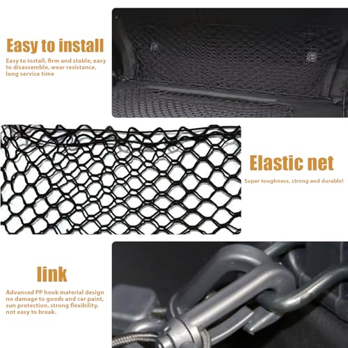 Schutzgitter Auto Barriere Trennnetz: Hundegitter Auto Hundeschutzgitter aus Polypropylen mit 4 Haken, Elastizität Hundegitter für den Kofferraum Doppelschicht Trenngitter Kofferraum Hund 120x70cm