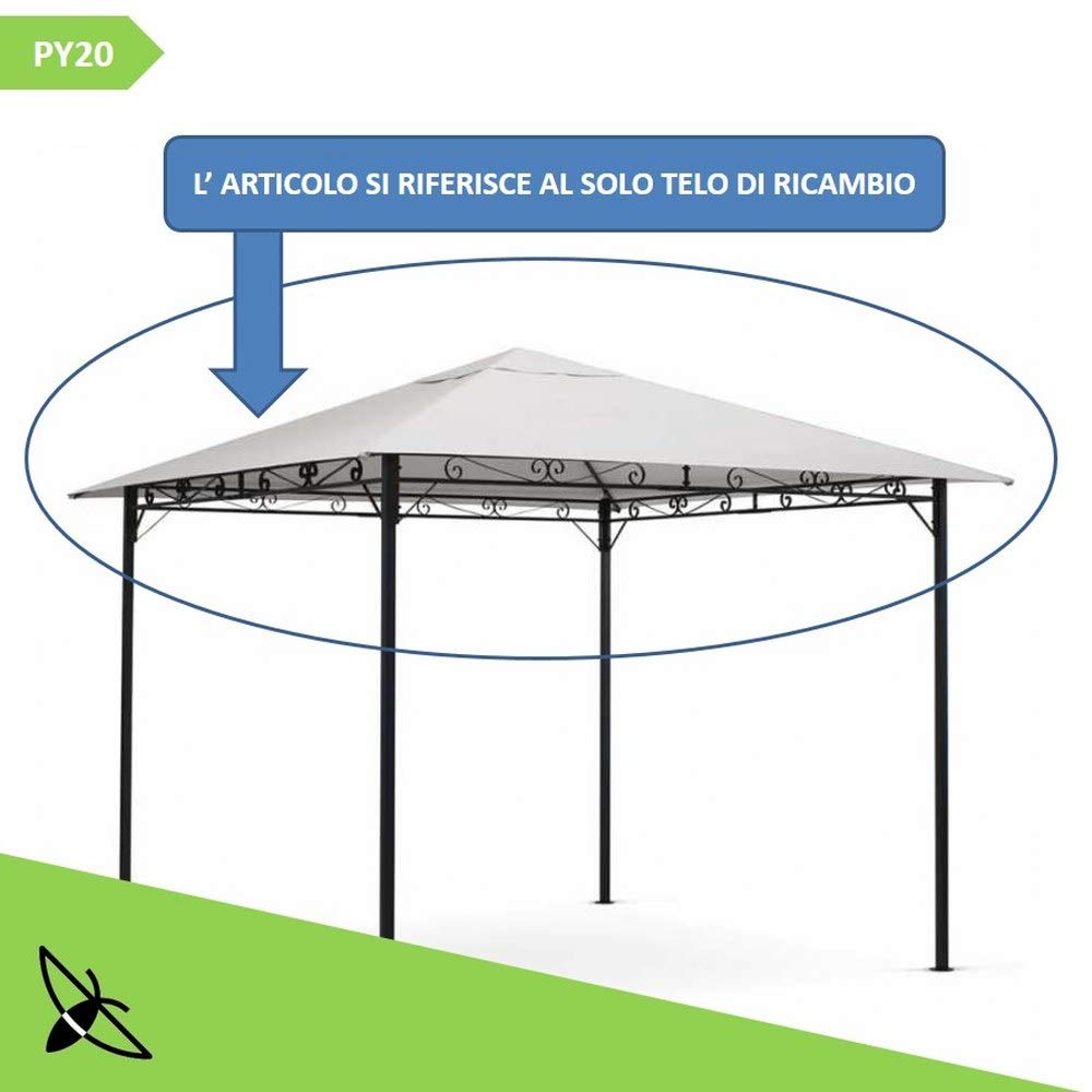 Parpyon® Telo Gazebo 3x3 Copertura in Tessuto Poliestere 100% per Gazebo da Giardino Esterno Beige