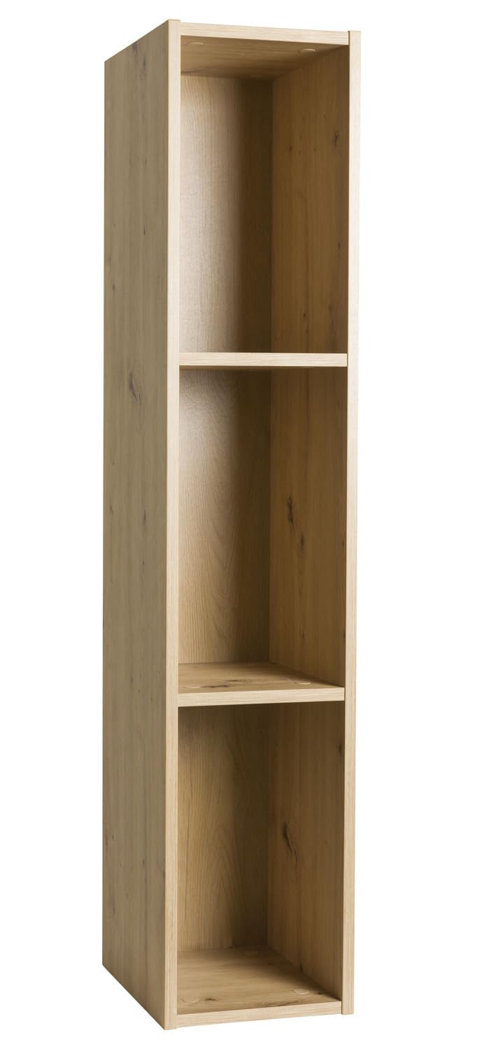 Composad | Pensile della Linea MUNDI con 3 Vani, Mobile Soggiorno, Salotto, Moderno ed Elegante, (LxAxP) 25x123,2x30 cm, Colore Rovere Mielato, Made in Italy