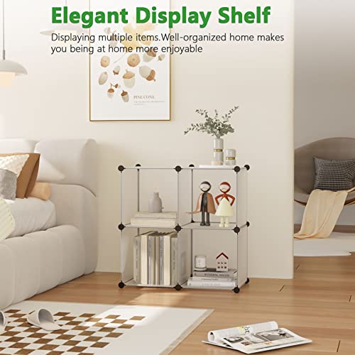 C&AHOME Cube Storage Organizer, 4-Cube Shelving Units, DIY Closet Storage, Modular Book Shelf, Ideal for Bedroom, Living Room, Office, 24.8" L x 12.4" W x 24.8" H Translucent White SBTM3004A - Image 4