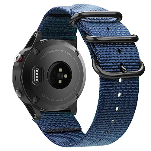 Fintie Band Compatible with Garmin Fenix 5, Soft Woven Nylon Sport Strap Replacement Wristband Compatible with Garmin Fenix 5 Plus / Sapphire Edition / Forerunner 935 945 / Instinct Watch (Navy)