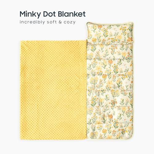 Image of Wake In Cloud - Toddler Nap Mat with Pillow and Minky Fleece Blanket, for Kids Girls Ages 3 Plus in Daycare Preschool Kindergarten, Roll Up Sleeping Bag, Floral Flowers