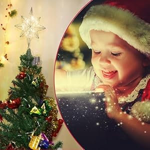 Christmas Star Tree Topper 3D Geometric Star Plugged Decorative Treetop Star with LED Metal Hollow Designed Tree-top Star for Festive Christmas Decor Holiday Ornament (Eight Point) Christmas Star Tree Topper 3D Geometric Star Plugged Decorative Treetop Star with LED Metal Hollow Designed Tree top Star for Festive Christmas Decor Holiday Ornament Eight Point