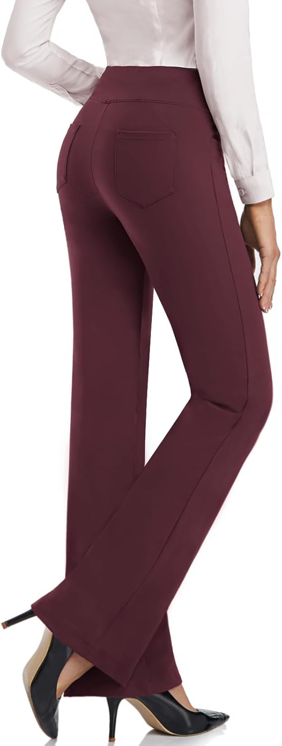 SEVEGO Women's Bootcut Dress Pants 29"/31"/33"/35" Inseam, High Waist Stretch Work Pants with Pockets - Image 2