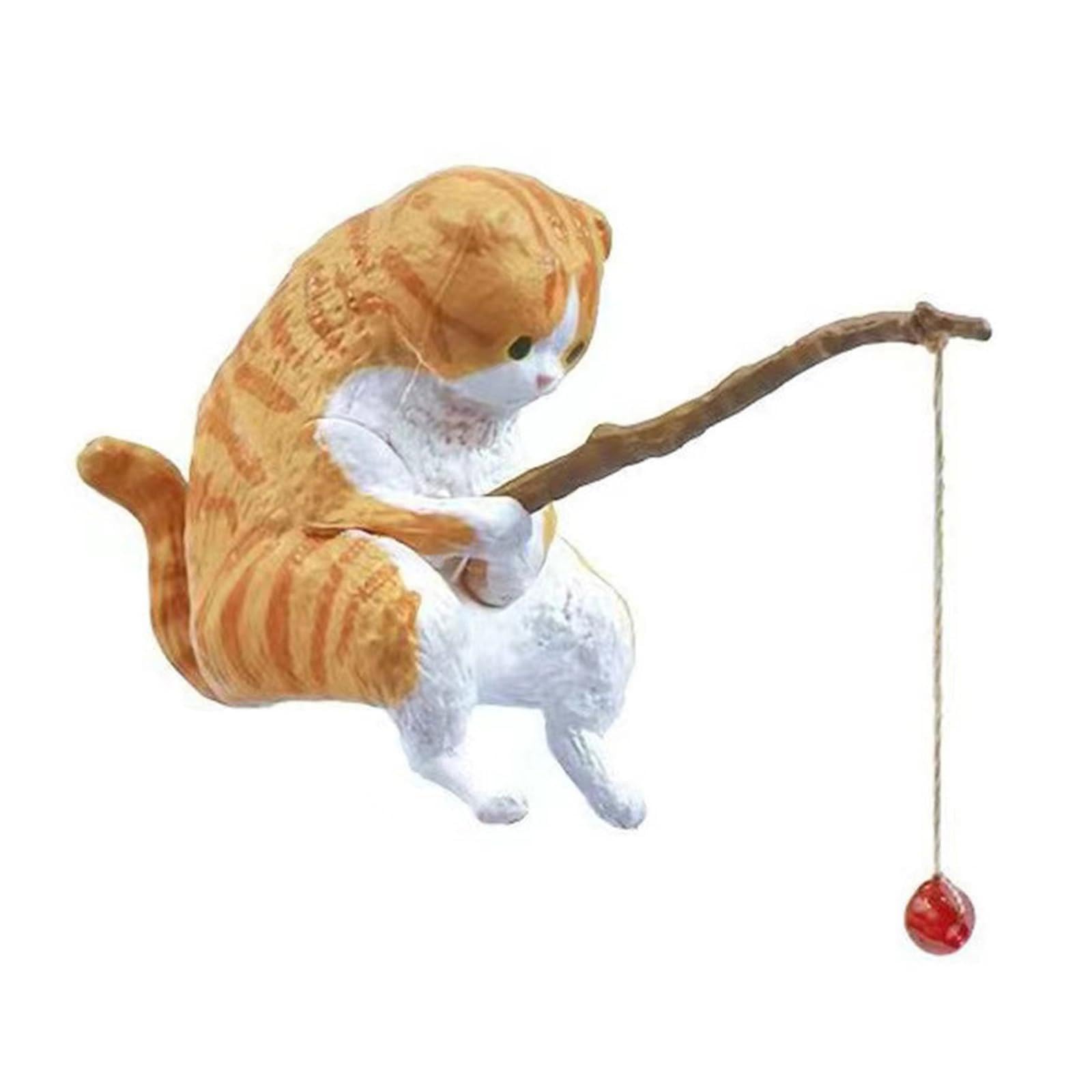 HDOYTXXM Cats Angler Car Decors Resin Craft Dashboard Accessory Rearview Pendant for Automotive Decoration Fishing Cats Toy
