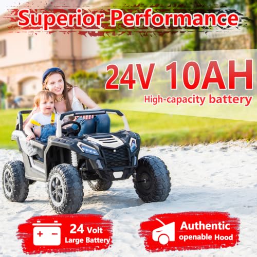 Image of NEWQIDA XXXL 2 Seater 24V Ride On Toys 4x200W Kids Side by Side UTV, White