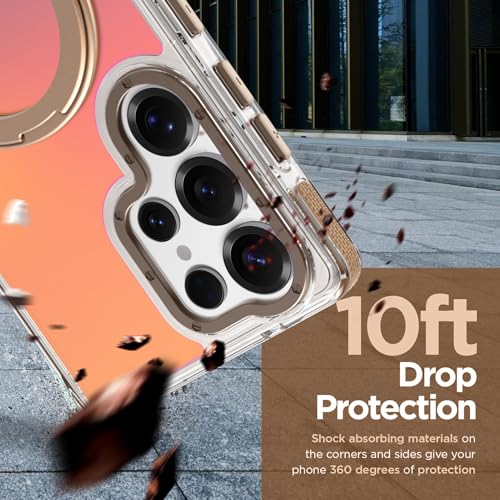 Image of Magnetic for Samsung Galaxy S25 Ultra Case with 360 Stand [Compatible with Magsafe] [Fluorescent Design] [1 Screen Protector] Slim Translucent Matte Case for Galaxy S25 Ultra 6.9 inch, Desert