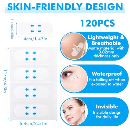 Larrel 120PCS Face Lift Tape, Face Tape Lifting Invisible, Waterproof Face-Lifting Stickers, Instant Neck Tightening Facial Makeup Tapes for Double Chin, Jowls, Eyes Wrinkles and Sagging Skin