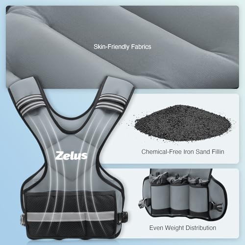 Image of ZELUS Weighted Vest for Men and Women | 4-10lb /11-20lb /20-32lb Vest with 6 Ironsand Weights for Home Workouts | Adjustable Body Weight Vest Exercise Set for Cardio and Strength Training