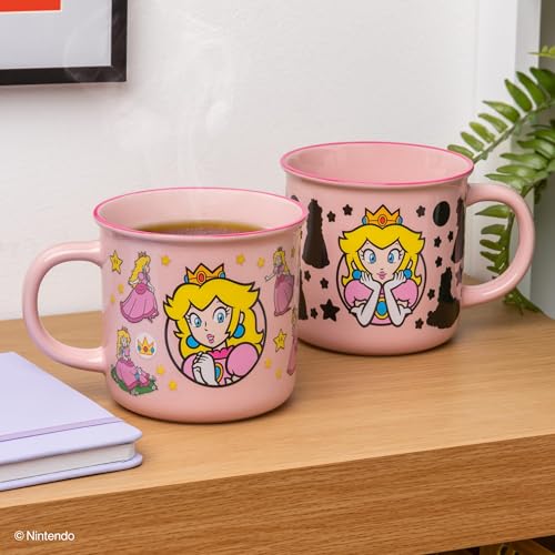 Paladone - Taza térmica de 300 ml de la princesa Peach de Super Mario, de cerámica rosa con licencia oficial de Nintendo para bebidas calientes, regalo para gamers, coleccionable de cultura pop