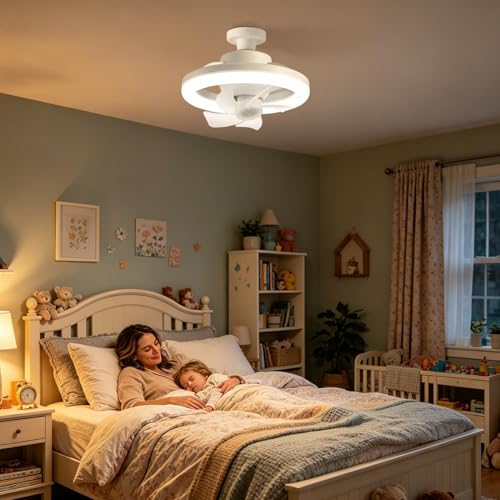 Ventilateur de plafond E27 contre l'air stagnant avec éclairage LED modulable