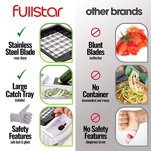 Fullstar Mandoline Slicer for Kitchen - Vegetable Chopper, Onion Potato Food Veggie Fruit Slicer and Cutter with Container, Kitchen Gadgets & Accessories, Home Essentials (11-in-1, White/Black)