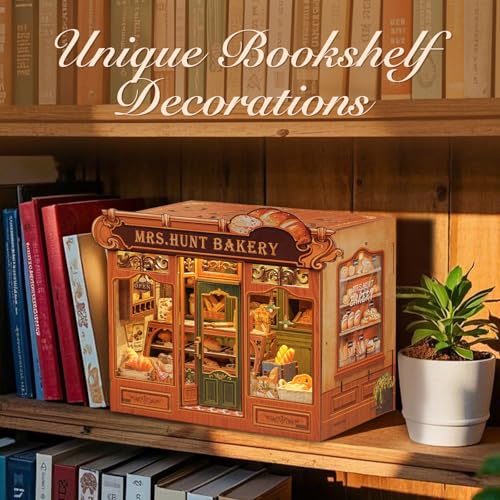 Fsolis Book Nook Bäckerei – Modernes Miniaturhaus mit LED Beleuchtung – Holzpuzzle inklusive Möbelset und Zubehör… – Ansicht 2