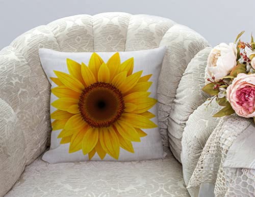 Tssohu Sunflower Flower Cotton Burlap Linen Throw Pillow Case Cushion Cover Sofa Outdoor Decorative Square 18X18 Inches #TOP2