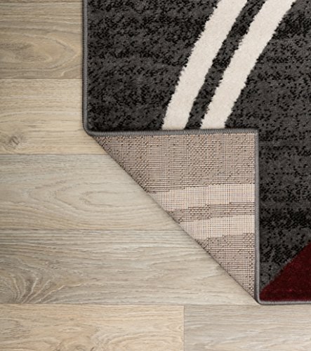 Rugshop Modern Wavy Circles Design Area Rug 6'6" x 9' Red