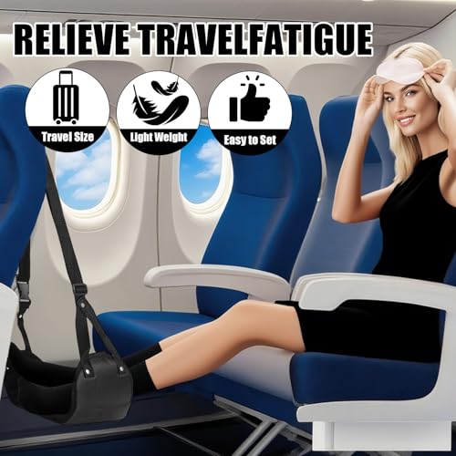 2 reposapiés para avión, hamaca para pies, reposapies portátil y ajustable para avión, viajes de negocios en avión para descansar los pies y reducir el cansancio. - imagen 3