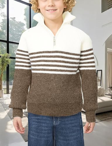 Pullover rayures pour garçon idéal pour la cour d'école en automne hiver
