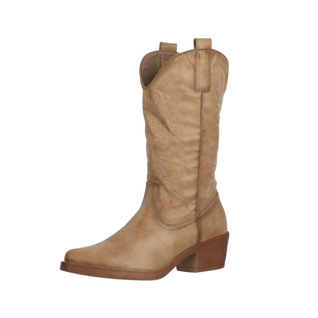Elara Stivali da Cowboy Donna Motociclista Chunkyrayan 301-A32P Khaki PU-39