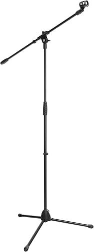 McGrey MBS-01 MikrofonstA nder mit Galgen und Mikrofonklemme  Schwenkarm  hA henverstellbar bis ca  154 cm  Dreibein  Kabelklemmen  LA nge Galgen ca  cm  schwarz