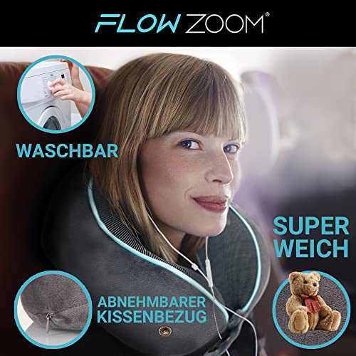 FLOWZOOM® Comfy Nackenhörnchen Nackenkissen Flugzeug & Auto Reise-Kissen aus Memory-Foam mit schmalem Rückenteil… – Bild 6