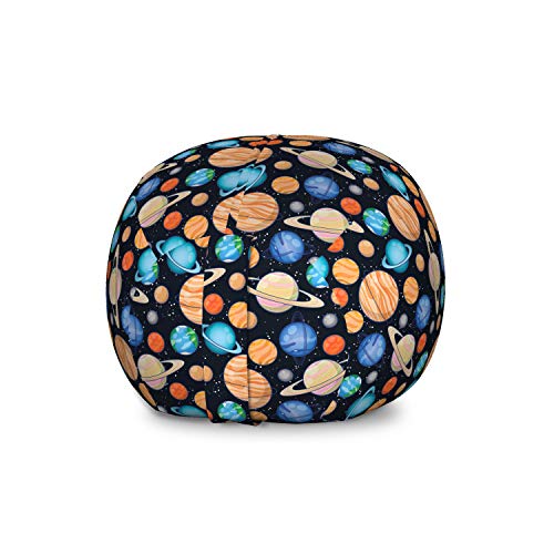 Ambesonne Galaxy Storage Toy Bag Chair, Galaxy Space Art Solar System Planets Mars Mercury Uranus Jupiter Venus Kids Print, Stuffed Animal Organizer Washable Bag for Kids, Large Size, Salmon Blue