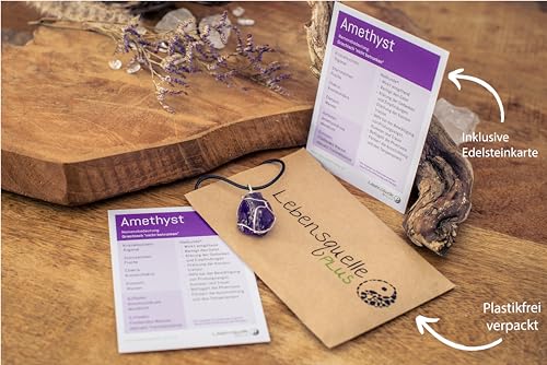 Lebensquelle Plus Gefasster Rohstein Anhänger | Natürlich gewachsener Kristall (Amethyst)