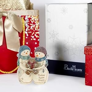 Pavilion gift company baking spirits bright 45 hand painted resin the birchhearts collectible double snowman figurine decorative holiday christmas decor statue  urban country home decor
