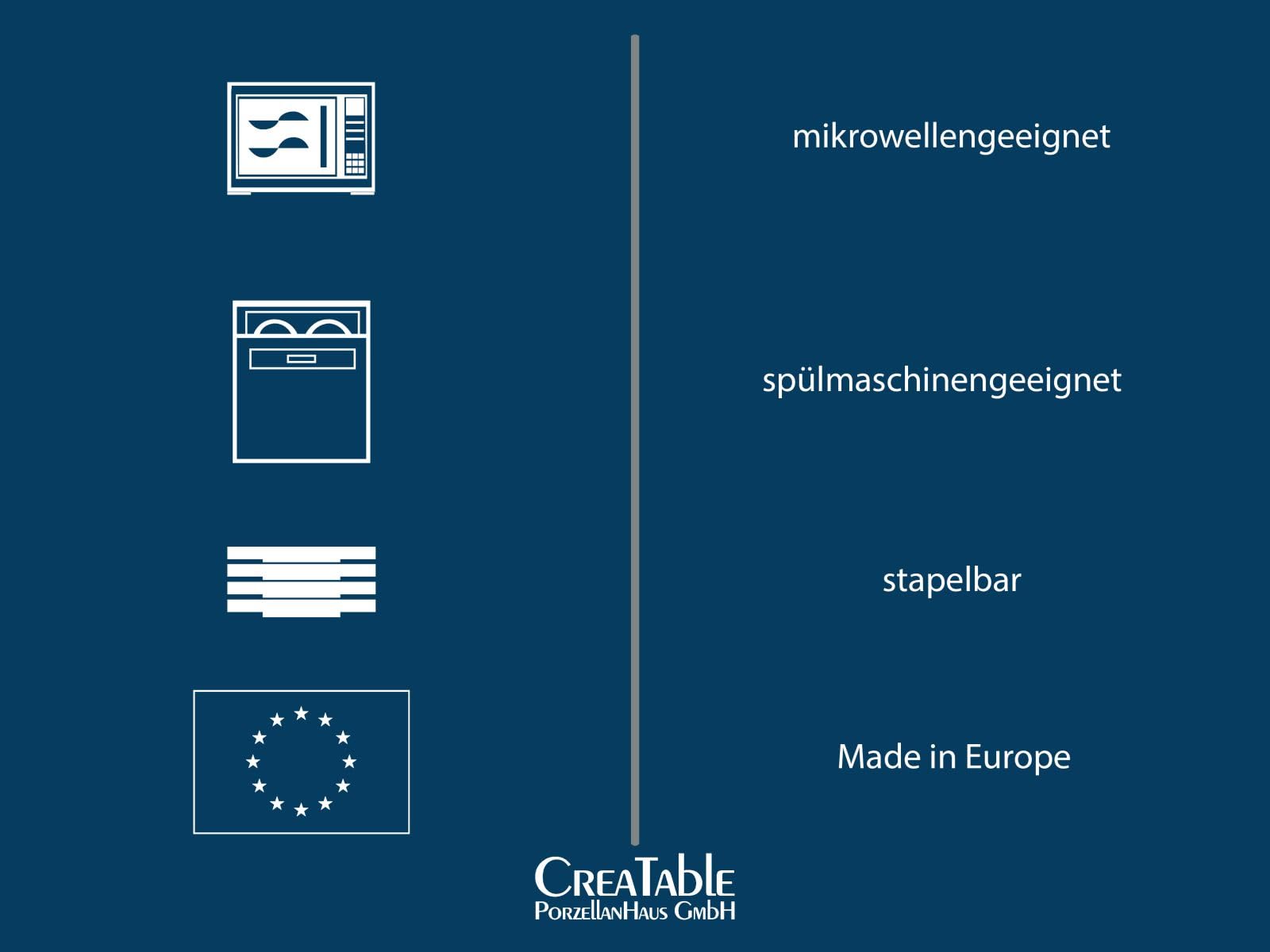 CreaTable, 19569, Série Europa Gustoso, assiette à pâtes, ensemble de vaisselle de 4 pièces, assiettes à pâtes en porcelaine, compatibles lave-vaisselle et micro-ondes, fabriqué en Europe.