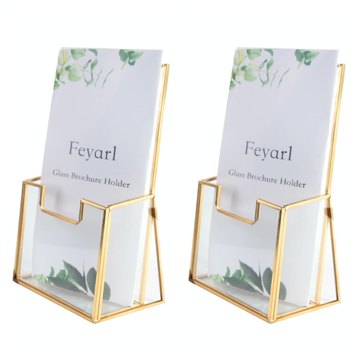 Photo 1 of Feyarl Gold Glass Trifold Brochure Holder 4 Inch