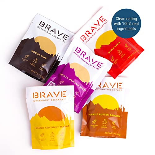 Brave Overnight Oats - Organic Instant Breakfast Oatmeal With Nuts, Fruit & Spices - High Protein And Fiber, No Added Sugar, Gluten Free (Variety, 3.7Oz X 10 Pack) #TOP3