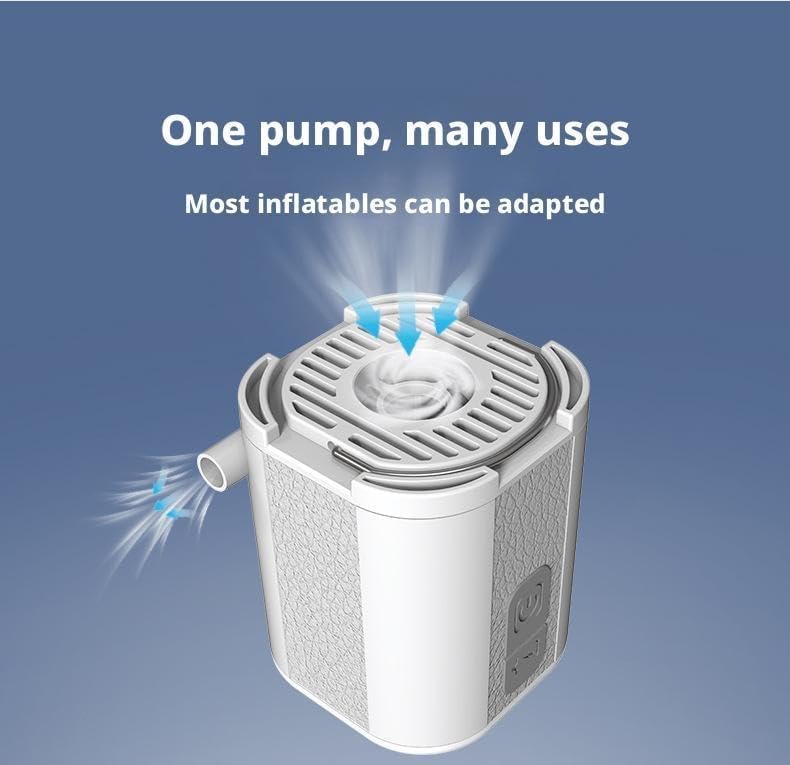 Miniatura 5 de Mini bomba de aire portátil para camping, tamaño de la palma con luz LED, infla almohadillas para dormir, anillos inflables y más